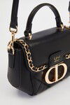 Black Rectangular Metal Lock Shoulder Bag 930428