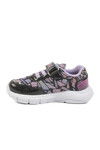 Black Lilac Velcro Lighted Girls Sneakers 336126 B