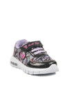 Black Lilac Velcro Lighted Girls Sneakers 336126 B