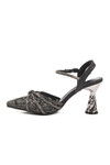 Black Thin Heeled Stone Embroidered Womens Evening Shoes 25Y125-1 Z