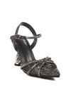 Black Thin Heeled Stone Embroidered Womens Evening Shoes 25Y125-1 Z