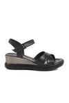 Black Velcro Heeled Womens Sandals T-002 Z