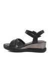 Black Velcro Heeled Womens Sandals T-002 Z