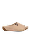 Beige Genuine Leather Womens Slippers 002 Z