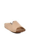 Beige Genuine Leather Womens Slippers 002 Z