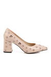 Beige Heeled Womens Evening Shoes 50176 Z