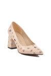 Beige Heeled Womens Evening Shoes 50176 Z