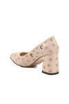 Beige Heeled Womens Evening Shoes 50176 Z