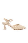 Cream Knitted Heeled Womens Evening Shoes PC-54660 Z