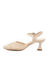 Cream Knitted Heeled Womens Evening Shoes PC-54660 Z