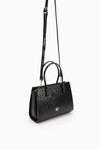 Black Wrinkled Patent Leather Womens Hand and Shoulder Bag 930156