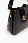 Black Wrinkled Patent Leather Womens Shoulder Bag 930167