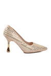 Gold Stone Embroidered Thin Heeled Womens Evening Shoes PC-55020 Z