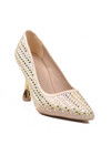 Gold Stone Embroidered Thin Heeled Womens Evening Shoes PC-55020 Z