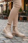 Bej Cilt Bağcıklı Fermuarlı Kaymaz Kadın Bot 284098 Z
