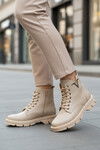 Bej Cilt Bağcıklı Fermuarlı Polarlı Kaymaz Kadın Bot 351071 Z