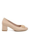 Beige Skin Thick Heeled Womens Evening Shoes 695039 Z