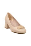 Beige Skin Thick Heeled Womens Evening Shoes 695039 Z