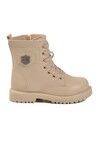 Beige Polar Fleece Lace-Up Zippered Girls Boots 24028 P