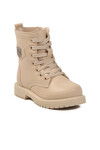 Beige Polar Fleece Lace-Up Zippered Girls Boots 24028 P