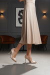 Beige Satin Thin Stoned Heeled Womens Evening Shoes 357191 Z