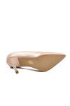 Beige Satin Thin Stoned Heeled Womens Evening Shoes 357191 Z