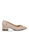 Beige Satin Slim Fit Womens Evening Shoes PC-55197 Z