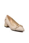 Beige Satin Slim Fit Womens Evening Shoes PC-55197 Z