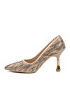Beige Satin Stone Embroidered Thin Heeled Womens Evening Shoes 248245 Z