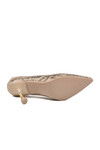 Beige Satin Stone Embroidered Thin Heeled Womens Evening Shoes 248245 Z