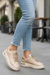 Beige Lace-Up Lightweight Womens Sneaker Lady 029 Z
