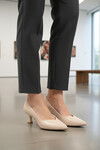 Beige Short Thin Heeled Evening Shoes 357188 Z