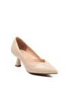 Beige Short Thin Heeled Evening Shoes 357188 Z