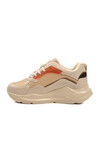 Beige Orange Thick Sole Lace-Up Womens Sneakers 051 G