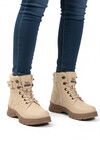 حذاء نسائي من صوف المنك البيج بسحاب داخلي ونعل مانع للانزلاق 24035 Z