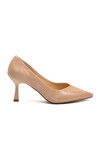 Beige Wrinkled Short Thin Heeled Womens Evening Shoes 357190 Z