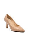 Beige Wrinkled Short Thin Heeled Womens Evening Shoes 357190 Z