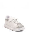 White Glittery Velcro Lightweight Girls Sneakers 2540-26K F