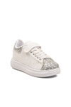 White Glittery Velcro Light Flexible Girls Sports Shoes 2540-26K P