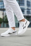 Beyaz Siyah Bağcıklı Hafif Cilt Erkek Spor Ayakkabı Marlow M