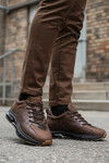 Brown Laced Genuine Leather Mens Sneakers 2623 M
