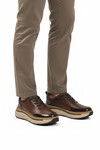 Brown Genuine Leather Lace-Up Mens Sneakers 152-22390 M