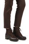 Brown Nubuck Genuine Leather Non-Slip Fleece Inside Womens Boots 3312K Z