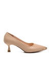 Beige Skin Thin Short Heeled Womens Evening Shoes 357171 Z