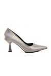 Platinum Thin Heeled Womens Evening Shoes 665140 Z