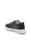 Black and White Lace-Up Light Leather Womens Sneakers 201 G