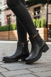Black Flexible Polar Fleece Zippered Non-Slip Womens Ankle Boots 23009 Z