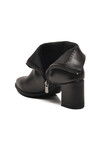 Siyah Cilt Fermuarlı Polarlı Kaymaz Kadın Topuklu Bot 343126 Z