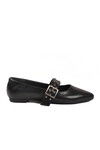 Black Skin Belted Lightweight Flexible Womens Ballerinas 209166 Z