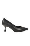 Black Skin Womens Thin Short Heeled Evening Shoes 695033 Z